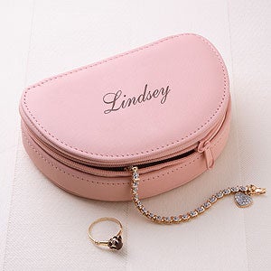 Personalized Leather Jewelry Travel Case - 2609
