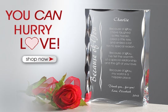 Because of You Personalized Keepsake