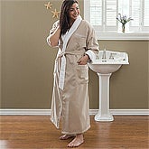 Embroidered Microfiber Shawl Robe