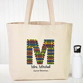 Personalized Tote Bags for Teachers - Crayon Letter - 10087