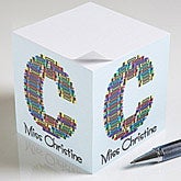 Personalized Teacher Notepad Cubes - Crayon Letter - 10089