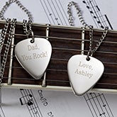 Personalized Silver Guitar Pick Necklace - 10230 Personalized Silver Guitar Pick Necklace - 10230