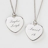 Custom Message Engraved Heart Necklaces
