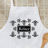 Personalized Chef's Apron & Potholder Set - Damask - 10612