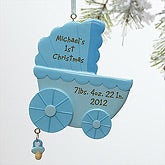 Personalized Baby Christmas Ornaments - Pink Baby Carriage