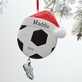 Santa Soccer Ball© Personalized Ornament