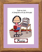 Computer Error  Watercolor Print 8 x 10 METAL Frame, Watercolor Print 8 x 10 OAK Frame