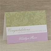 Personalized New Baby Greeting Cards - Floral Damask - 10825