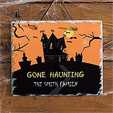 Personalized Halloween Decorations - Haunted House Slate Plaque - 10850