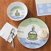 Personalized Boys First Birthday Dinner Set - Plate & Bowl - 10861D