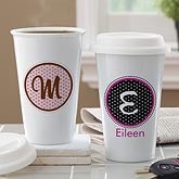 Personalized Travel Tumbler - Polka Dot Monogram - 10882