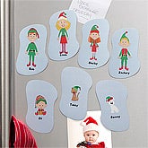 Personalized Christmas Refrigerator Magnets - Christmas Elf Family - 10949