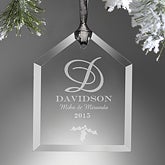 Engraved Glass Christmas Ornaments - Family Monogram - 11005
