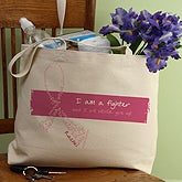 Personalized Breast Cancer Awareness Pink Ribbon Tote Bag - Never Give Up - 11016