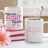 Personalized Pink Ribbon Breast Cancer Awareness Coffee Mugs - Find A Cure - 11023