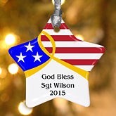 Personalized Christmas Ornaments - American Flag Star - 11089
