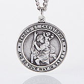 Engraved St. Christopher Pendant for Men - 11364