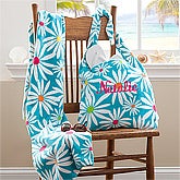 Personalized Beach Tote Bag & Beach Towel Set - Daisies - 11406