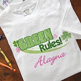 Personalized Irish Shamrock Kids Shirts - Green Rules - 11425