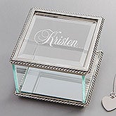Personalized Glass Jewelry Box with Engraved name - 1146 Personalized Glass Jewelry Box with Engraved name - 1146