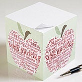 Personalized Teacher's Note Pad Cube - Apple Scroll - 11612