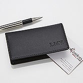 Personalized Black Leather Business Card Cases - Monogram - 11642