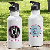 Personalized Aluminum Water Bottle - Polka Dot Monogram - 11825