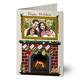Personalized Photo Christmas Cards - Fireplace Greetings - 11987