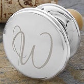 Personalized Silver Wine Bottle Stopper - Engraved Initial - 12006