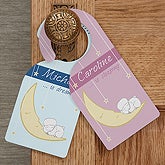 Personalized Baby Nursery Door Knob Hanger - Baby Is Sleeping - 12080