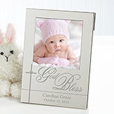 Engraved Silver Baby Picture Frames - God Bless Baby - 12081