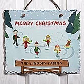 Personalized Christmas Wall Plaque - Ice Skating Family - 12192