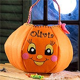 Personalized Halloween Pumpkin Girls Trick or Treat Bag - 12243 Personalized Halloween Pumpkin Girls Trick or Treat Bag - 12243