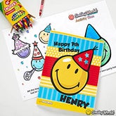 Personalized Kids Birthday Coloring Books - Smiley Face - 12349