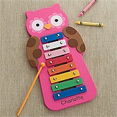 Personalized Kids Xylophone - Pink Owl - 12458
