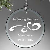 Personalized Glass Memorial Christmas Ornament - Loving Memory - 12641