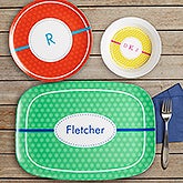 Personalized Melamine Dinnerware - Polka Dot Fun - 12828D