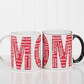 Personalized Ladies Coffee Mugs - Repeating Names - 12868