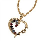 Heart Birthstone Pendant - GRANDMA