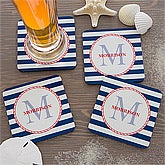 Personalized Coaster Set - Nautical Anchors Aweigh - 13051