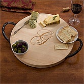 Personalized Round Serving Tray - Maple - 13079D