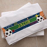 Personalized Boys Bath Towel - Sports - 13293