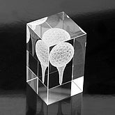 Golf Ball On Tee 3-D Crystal Sculpture