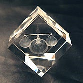Scales of Justice Laser-Etched Crystal Sculpture