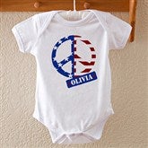 Patriotic Peace Personalized Baby Bodysuit - 10454-BB