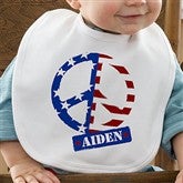 Patriotic Peace Personalized Bib - 10454-B