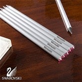 Personalized 6-Piece Pencil Set With Pink Swarovski® Stones - 10645-P