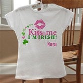 Kiss Me I'm Irish!© Personalized Junior Fitted T-Shirt - 11341-LF