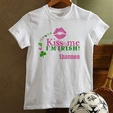 Kiss Me I'm Irish!© Personalized White Youth T-Shirt - 11424-YT