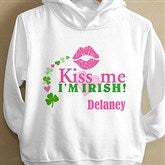 Kiss Me I'm Irish!© Personalized White Toddlers Hooded Shirt - 11424-THS